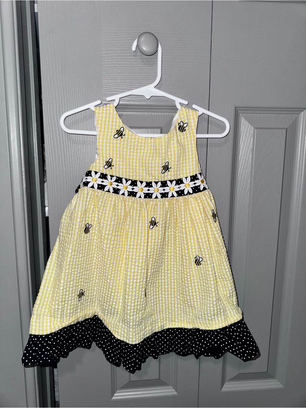 Emily Rose Yellow Bee Embroidered Sundress with Black Daisy Band